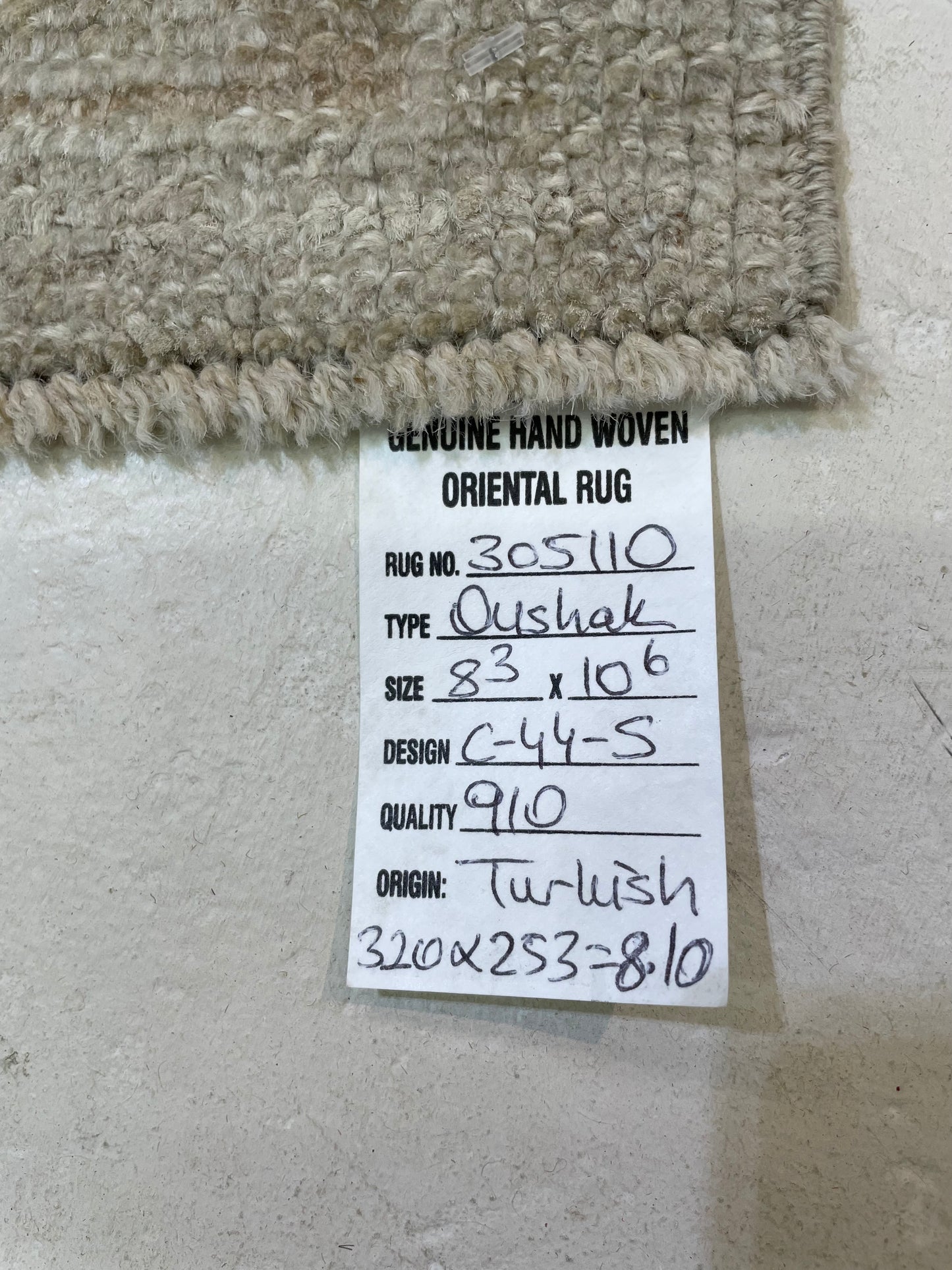 Hand-Knotted Wool Rug Turkish Oushak 8'3" x 10'6"