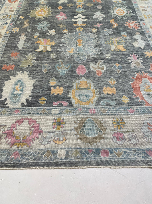 Hand-Knotted Wool Rug Turkish Oushak 8'3" x 10'10"
