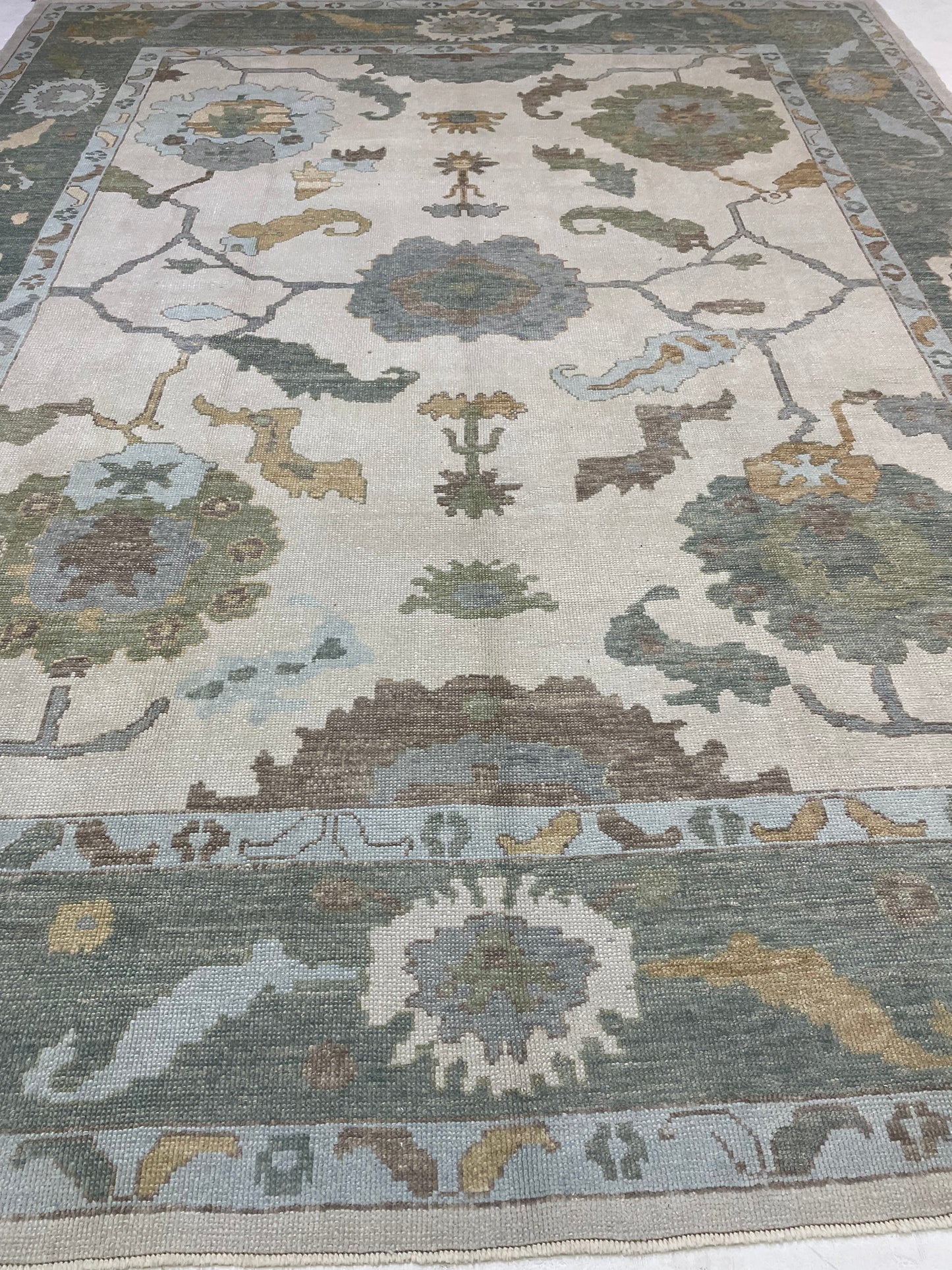Hand-Knotted Wool Rug Turkish Oushak 10'1" x 12'10"