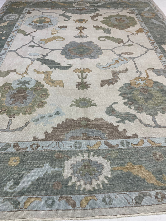 Hand-Knotted Wool Rug Turkish Oushak 10'1" x 12'10"