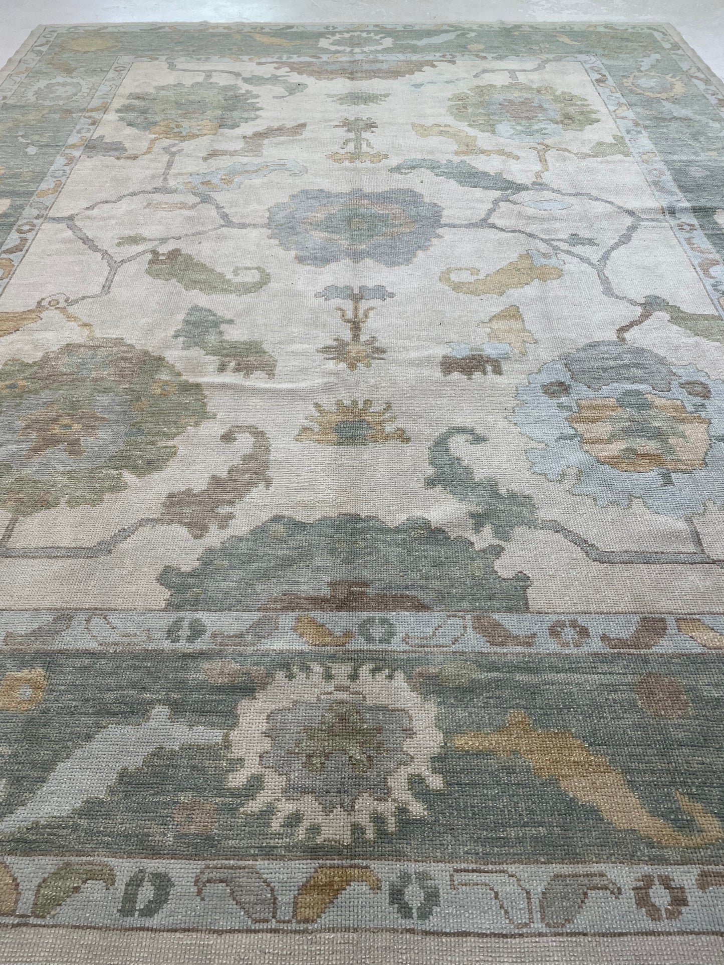 Hand-Knotted Wool Rug Turkish Oushak 10'1" x 12'10"
