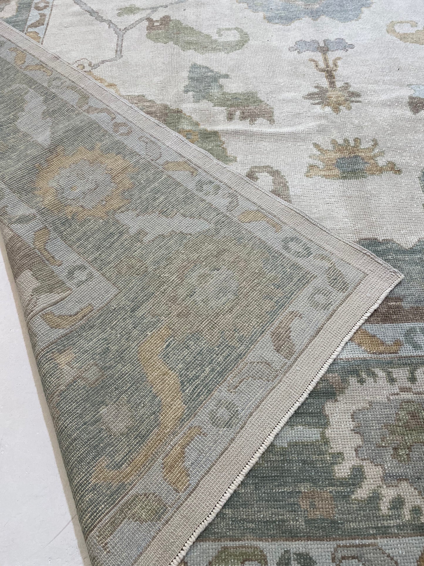 Hand-Knotted Wool Rug Turkish Oushak 10'1" x 12'10"