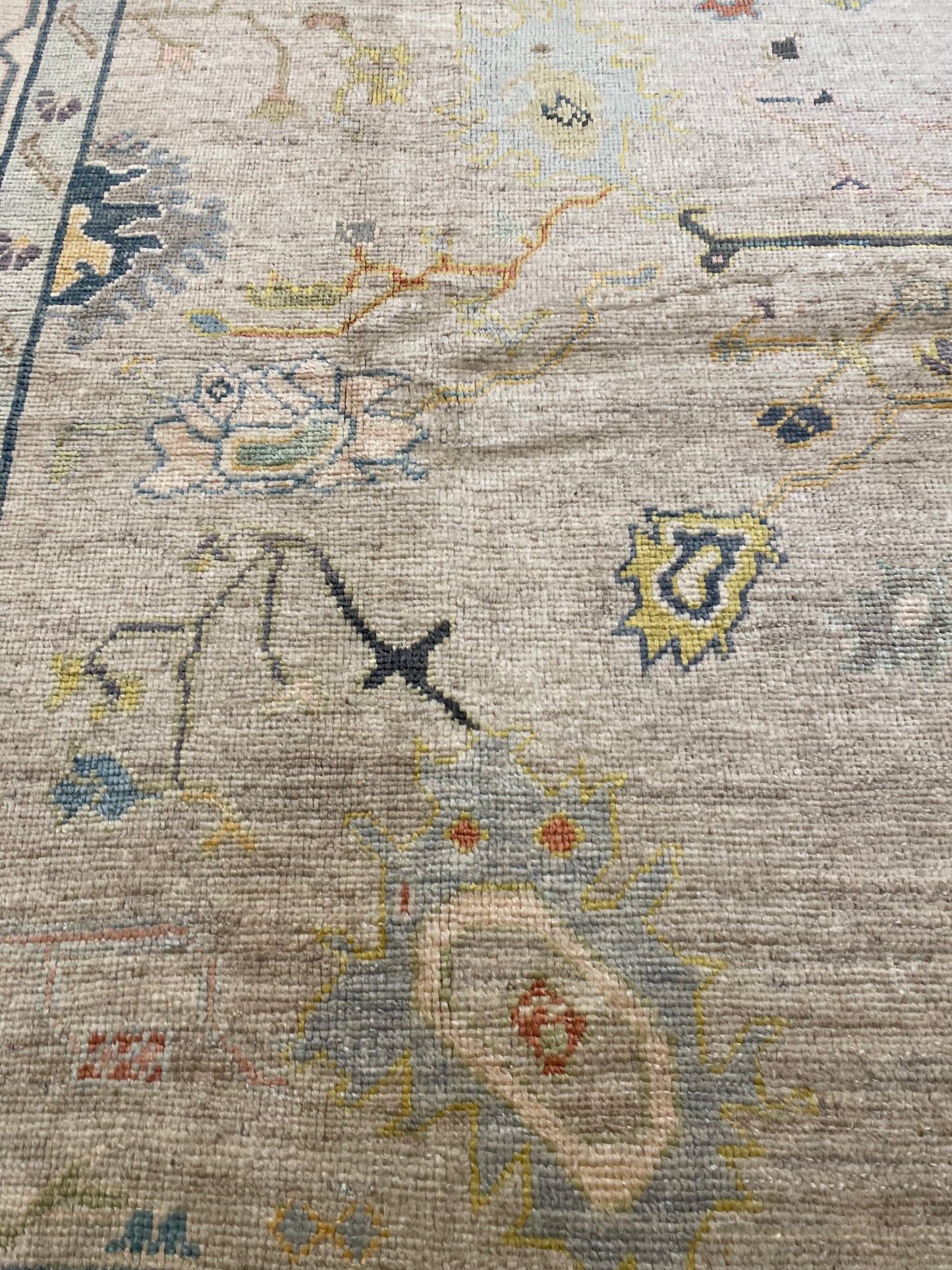 Hand-Knotted Wool Rug Turkish Oushak 12'4" x 17'3"