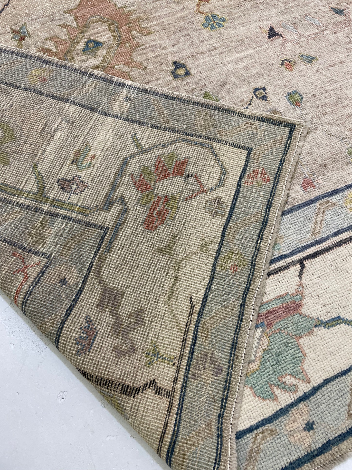 Hand-Knotted Wool Rug Turkish Oushak 12'4" x 17'3"