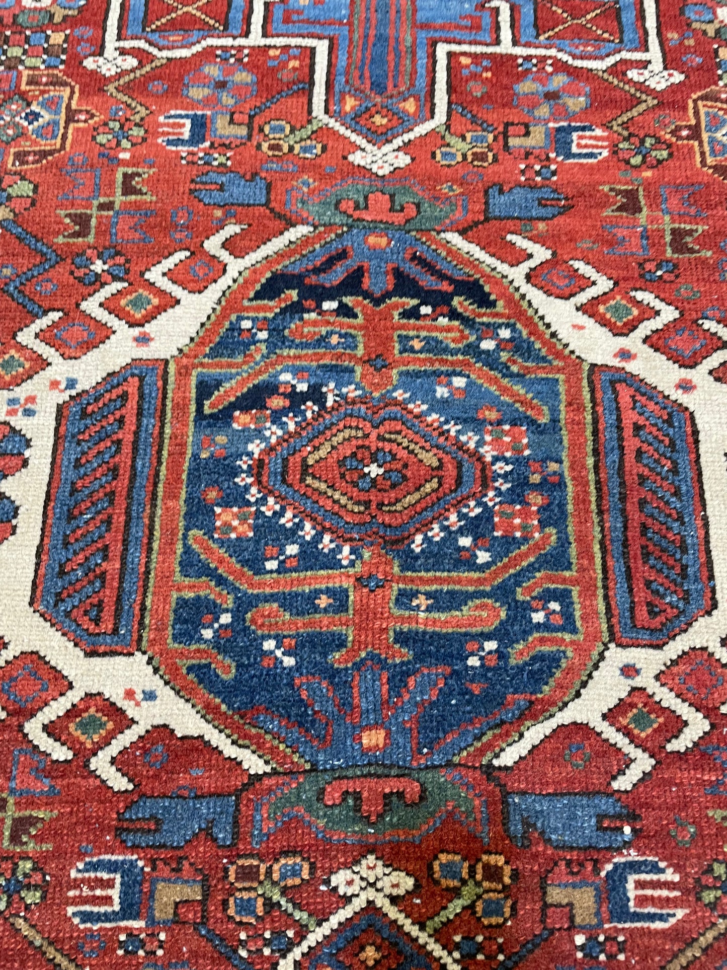 Antique Hand-Knotted Wool Rug Heriz Karajeh 4'7" x 6'3"