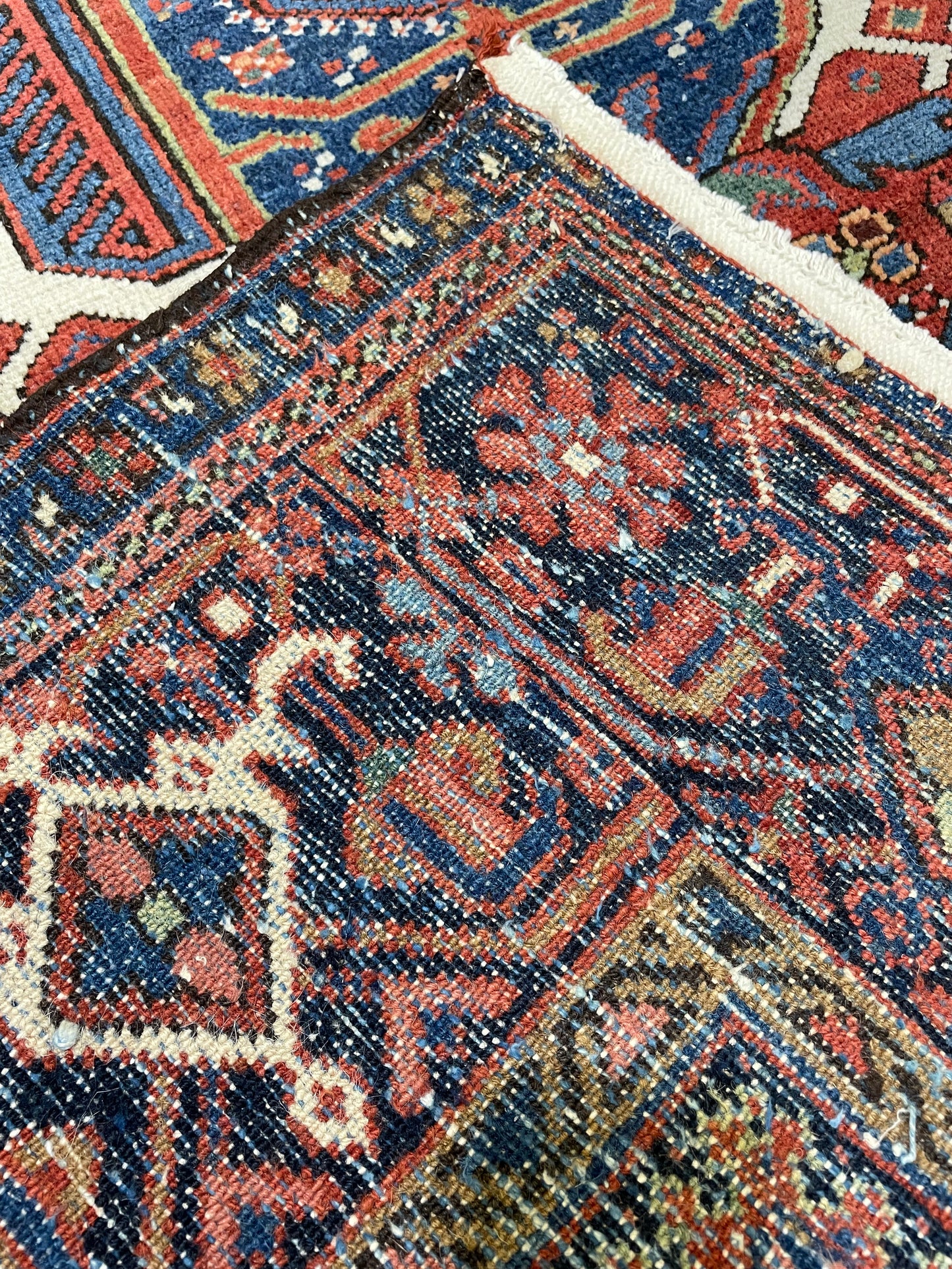 Antique Hand-Knotted Wool Rug Heriz Karajeh 4'7" x 6'3"