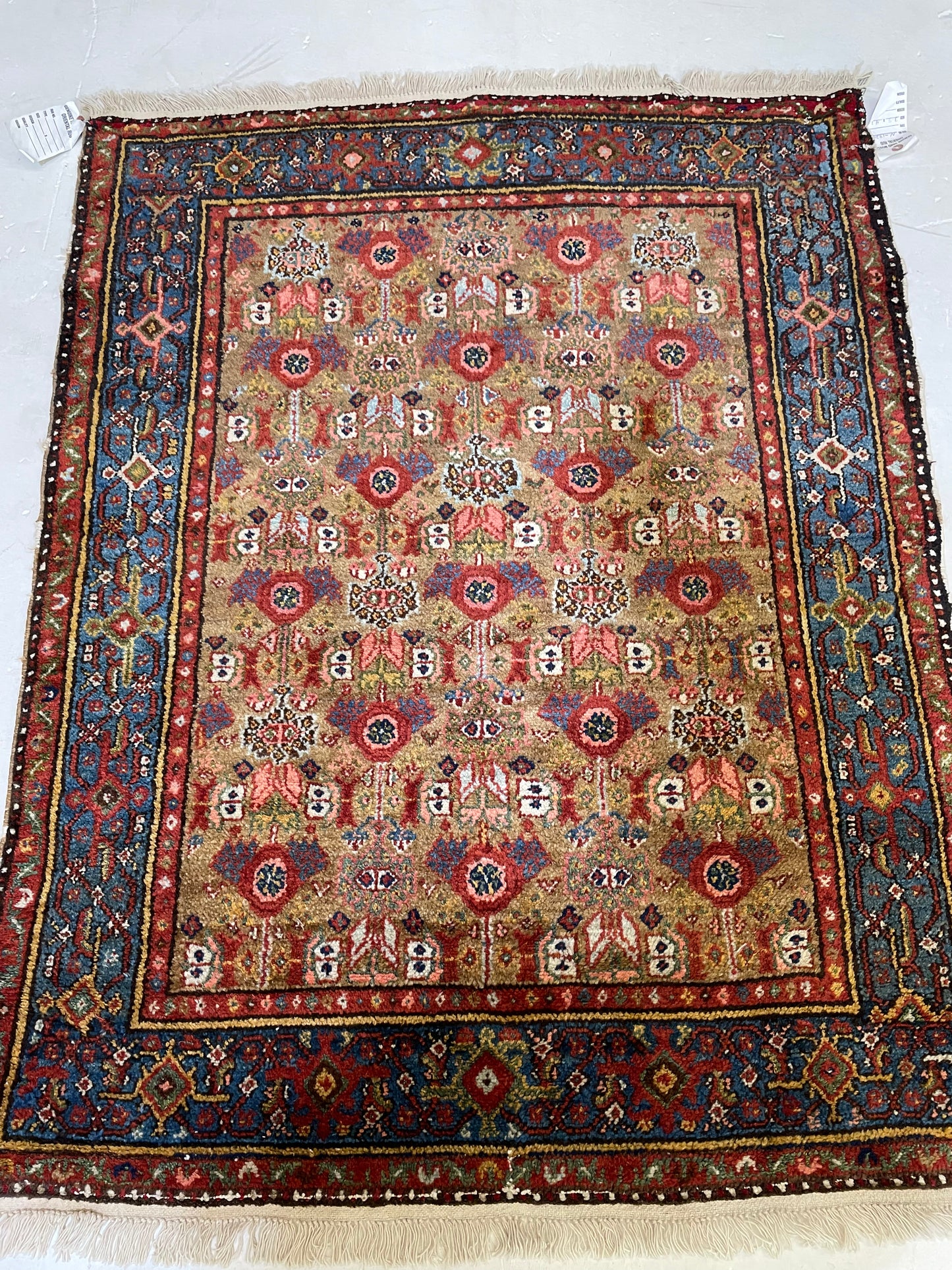 Antique Hand-Knotted Wool Rug Malayer 3'5" x 4'3"