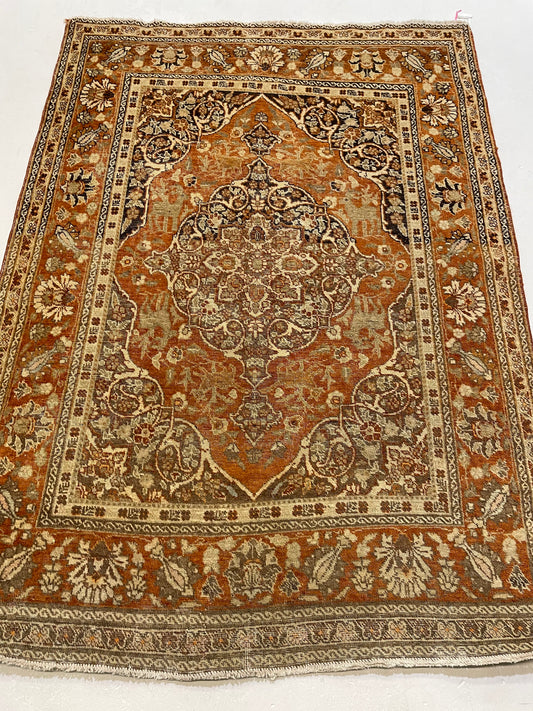 Hand-Knotted Wool Rug Tabriz Haj Jalili 4'1" x 5'7"