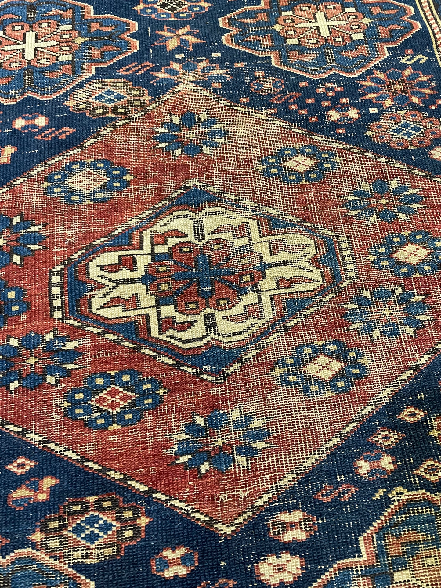 Antique Hand-Knotted Wool Rug Armenian Shirvan 3'7" x 4'6"