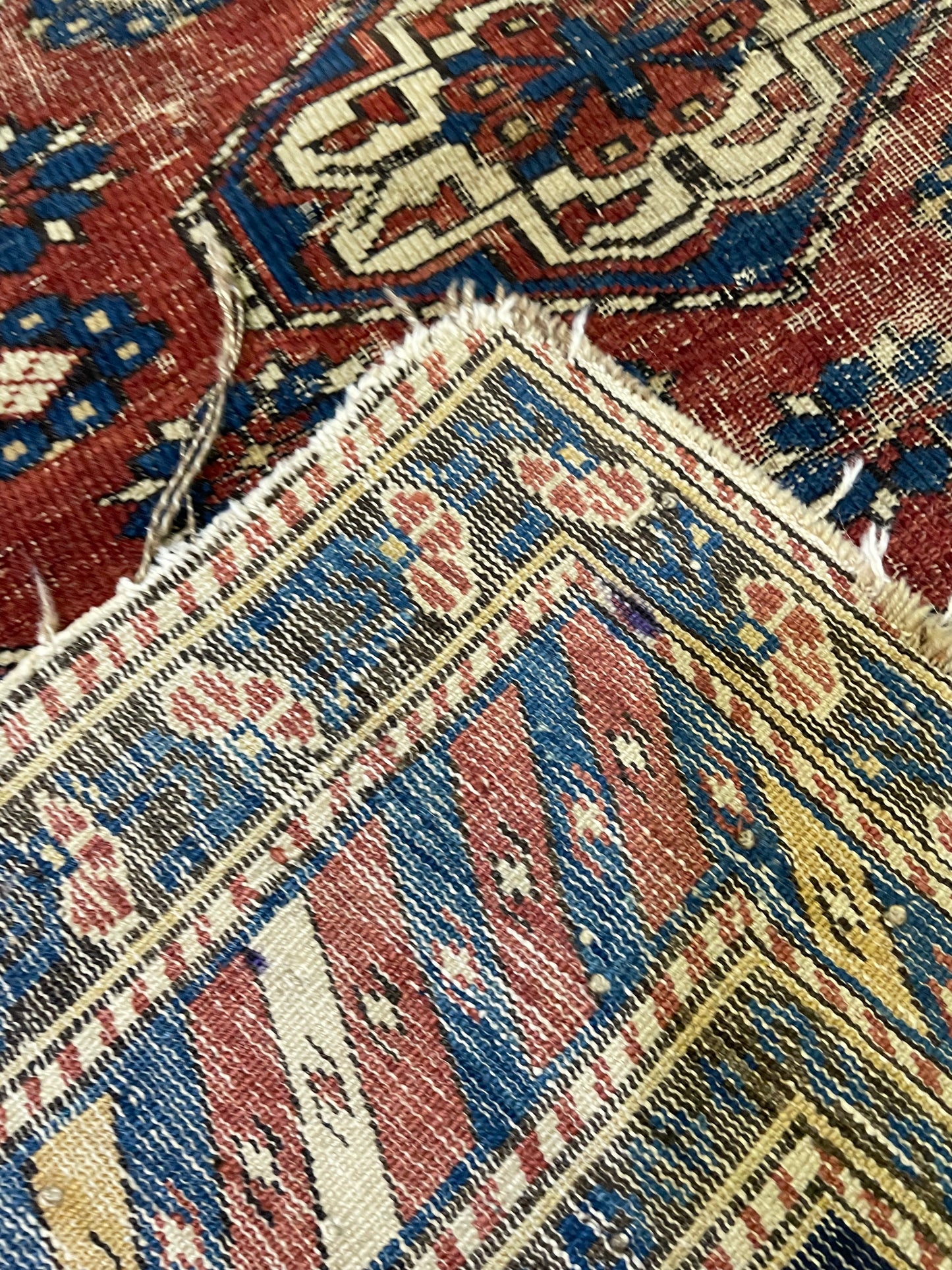Antique Hand-Knotted Wool Rug Armenian Shirvan 3'7" x 4'6"