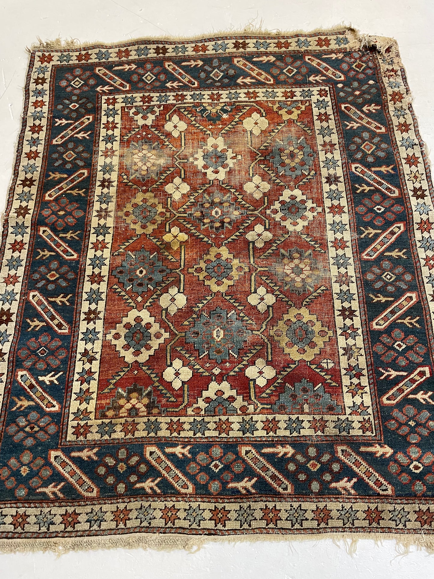 Hand-Knotted Wool Rug Armenian Shirvan 3'11" x 4'9"