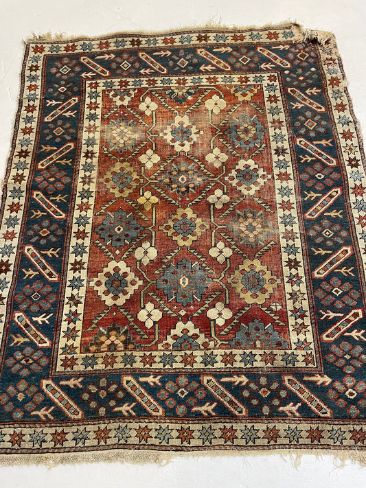 Hand-Knotted Wool Rug Armenian Shirvan 3'11" x 4'9"