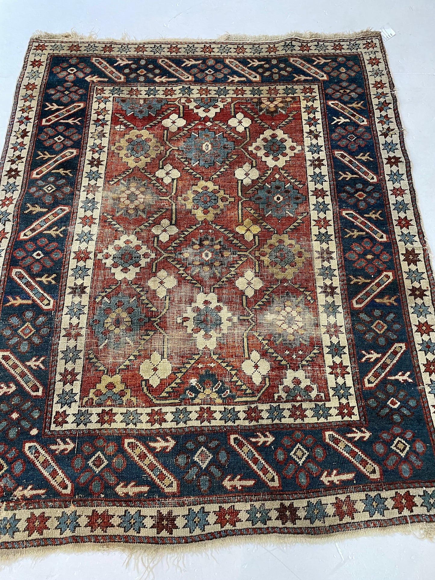 Hand-Knotted Wool Rug Armenian Shirvan 3'11" x 4'9"