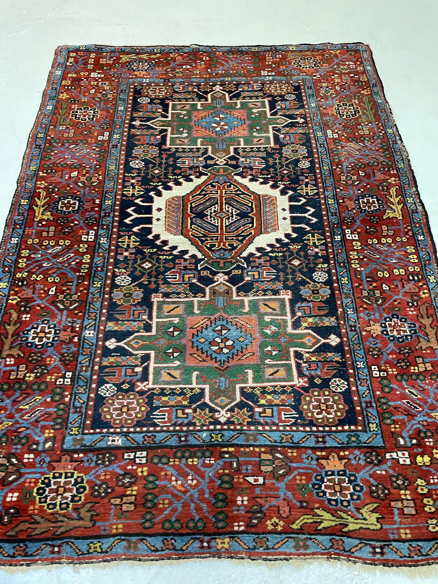 Hand-Knotted Wool Rug Heriz Karajeh 5' x 6'