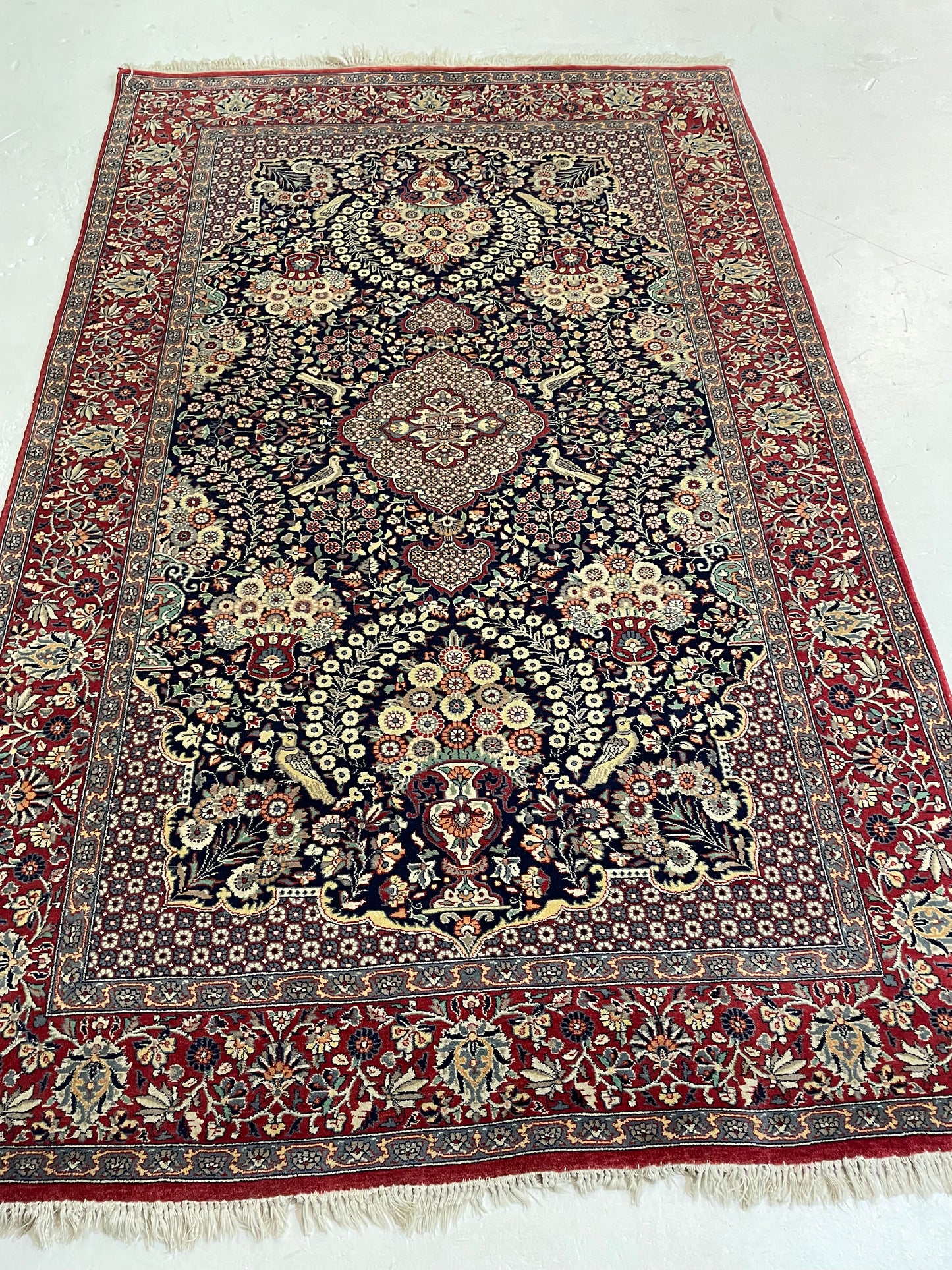 Hand-Knotted Kork Wool Rug Qum 4'6" x 7'2"