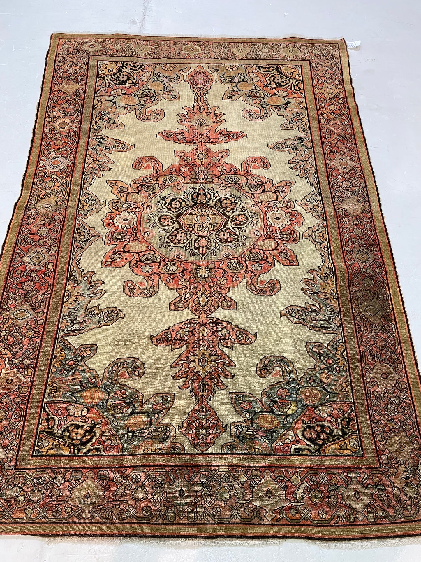 Hand-Knotted Wool Rug Kurdish Malayer Mishan Serapi Design 4'2" x 8'7"
