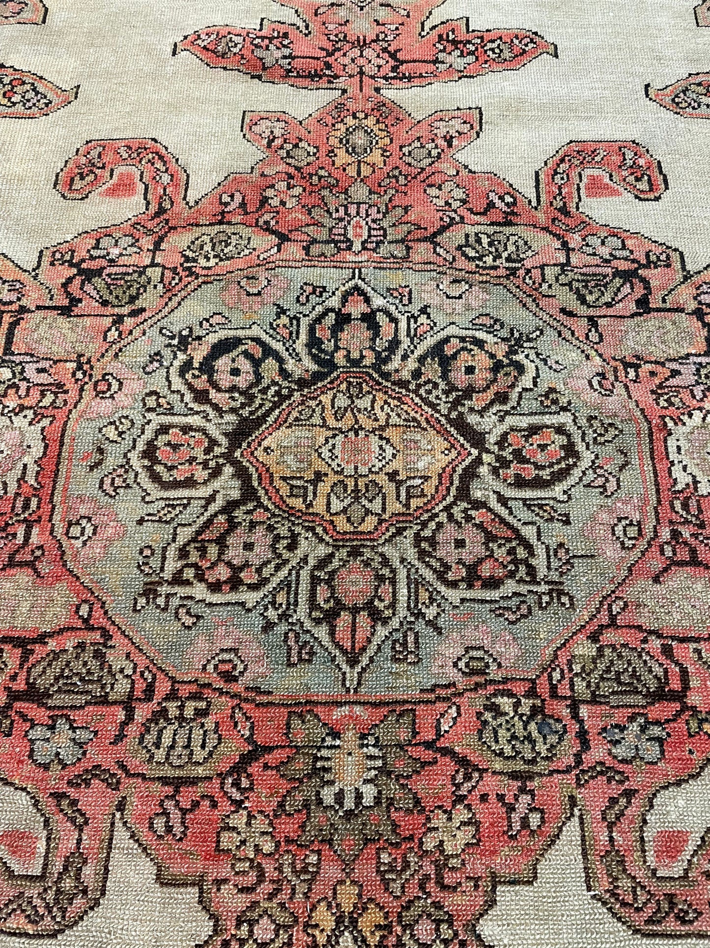 Hand-Knotted Wool Rug Kurdish Malayer Mishan Serapi Design 4'2" x 8'7"