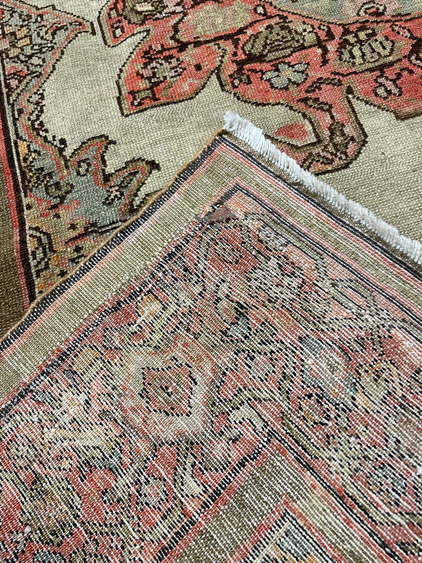 Hand-Knotted Wool Rug Kurdish Malayer Mishan Serapi Design 4'2" x 8'7"