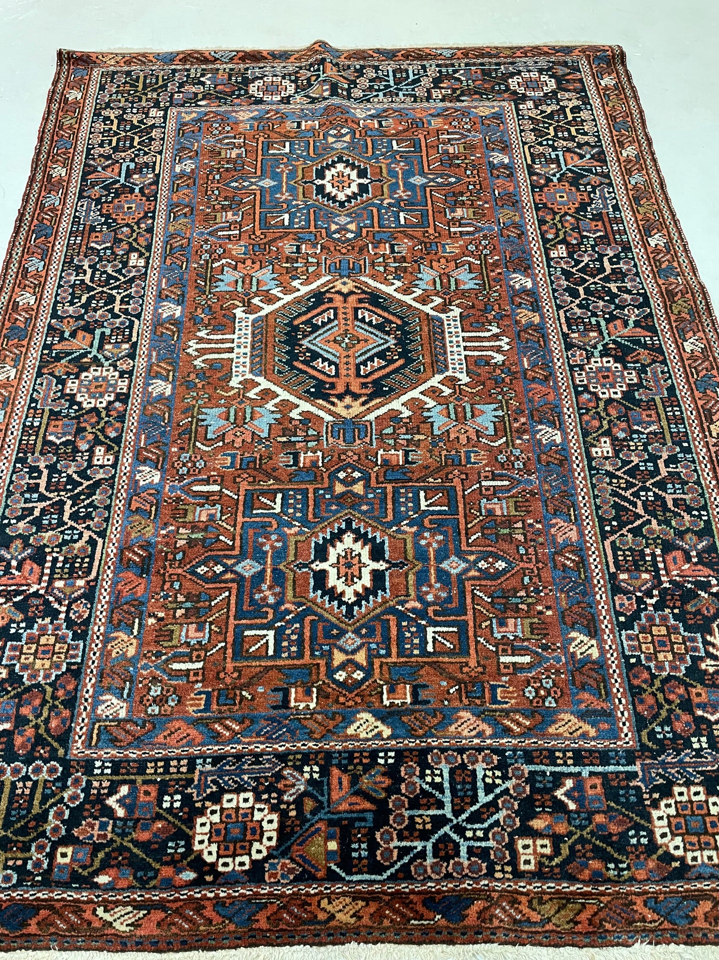 Hand-Knotted Wool Rug Heriz Karajeh 3'5" x 5'