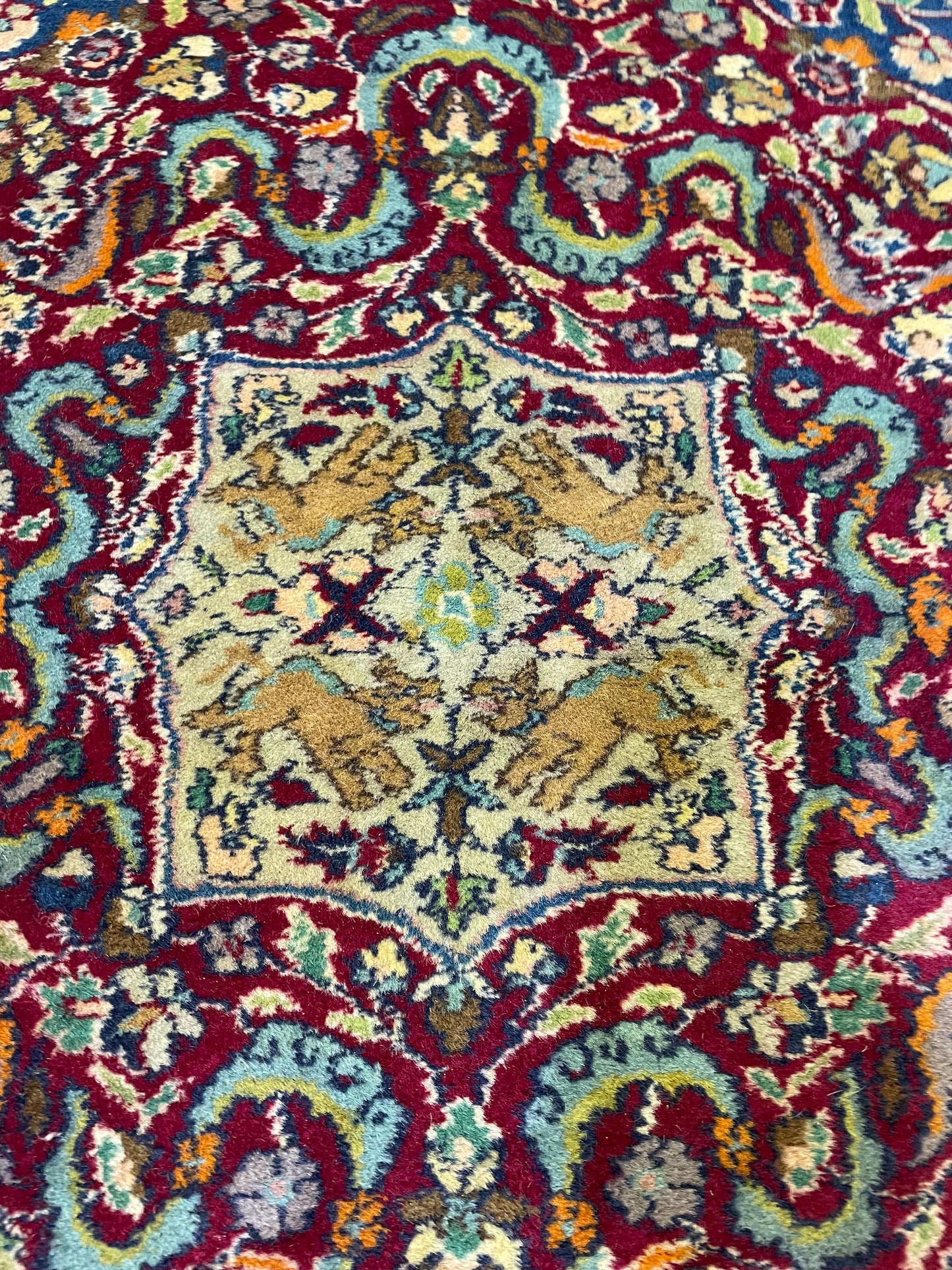Hand-Knotted Wool Rug Indian Agra 6' x 7'
