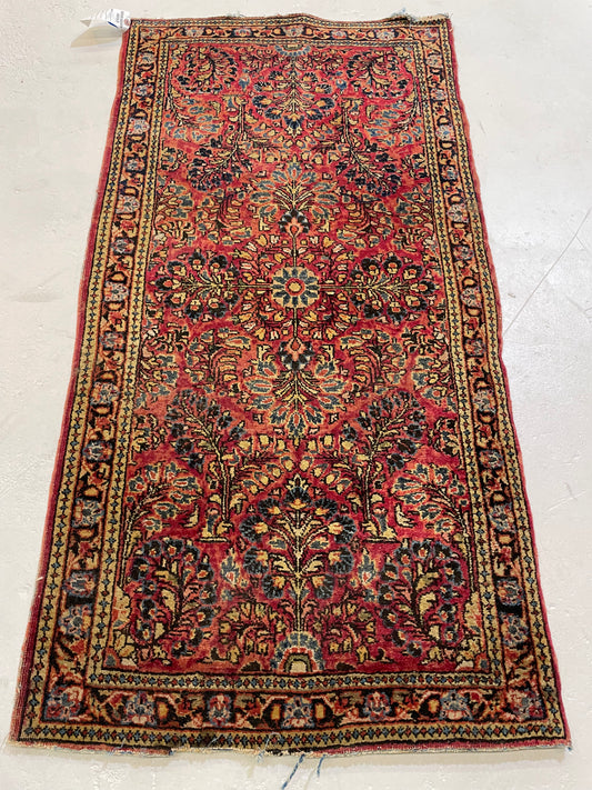 Hand-Knotted Wool Rug Sarouk Mohajeran 2'2" x 4'3"