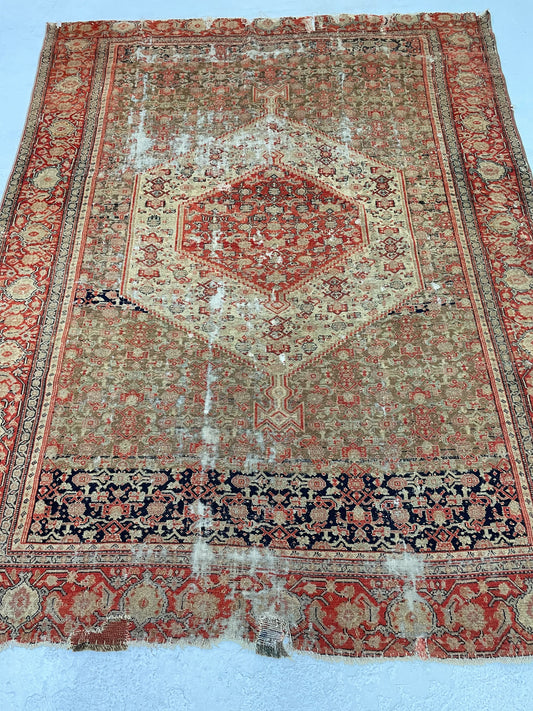 Hand-Knotted Wool Rug Senneh Bijar Design 5'2" x 5'8"