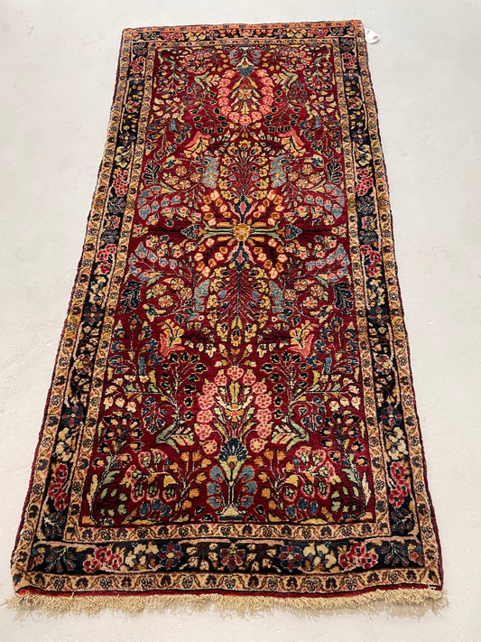 Hand-Knotted Wool Rug Sarouk Mohajeran 2'6" x 5'