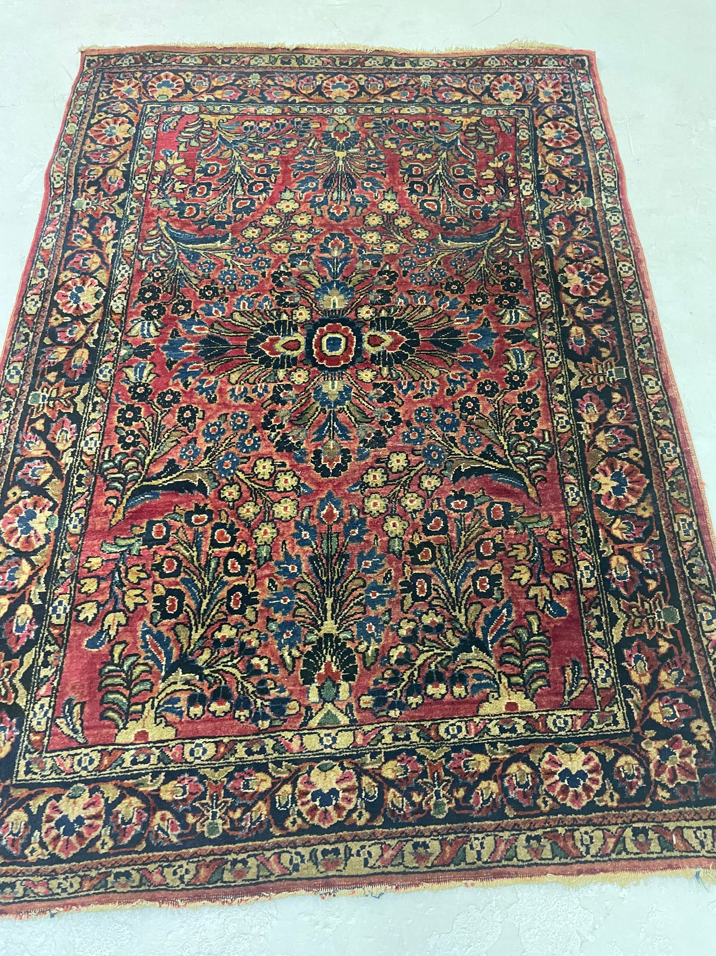 Hand-Knotted Wool Rug Sarouk 3'7" x 5'1"
