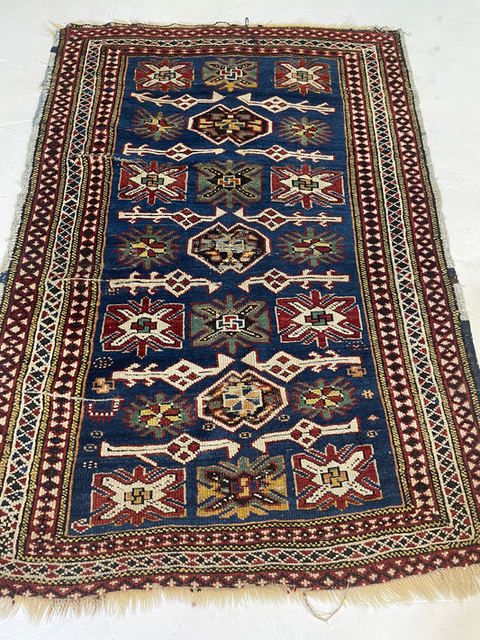 Hand-Knotted Wool Rug Armenian Shirvan 3'2" x 4'6"