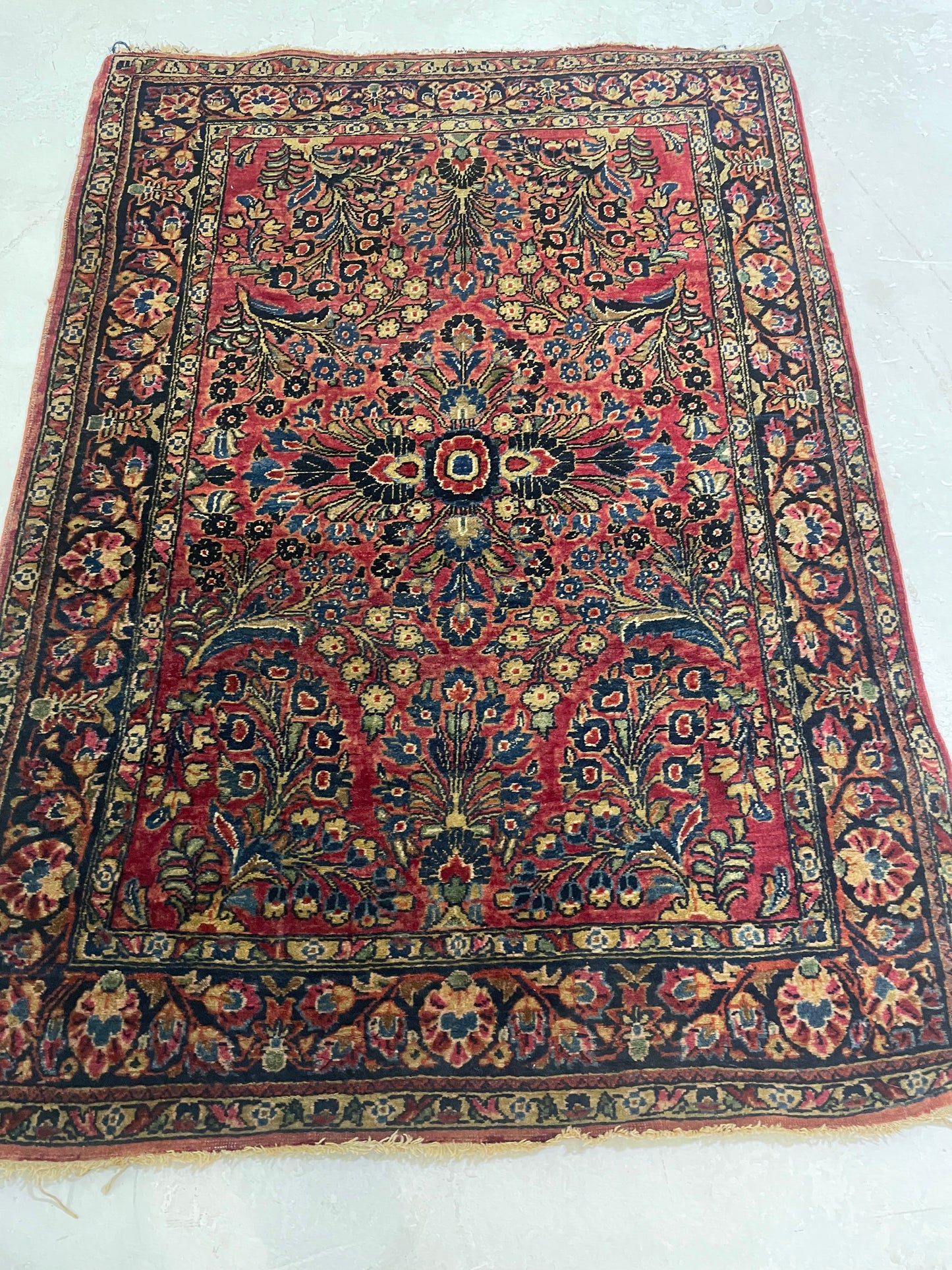 Hand-Knotted Wool Rug Sarouk 3'7" x 5'1"
