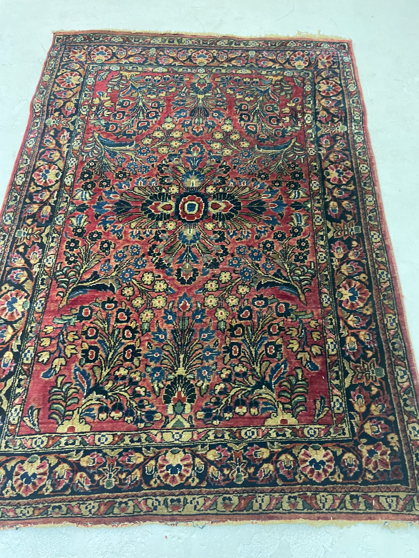 Hand-Knotted Wool Rug Sarouk 3'7" x 5'1"