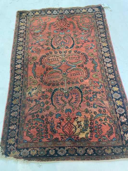 Hand-Knotted Wool Rug Sarouk 3' x 5'
