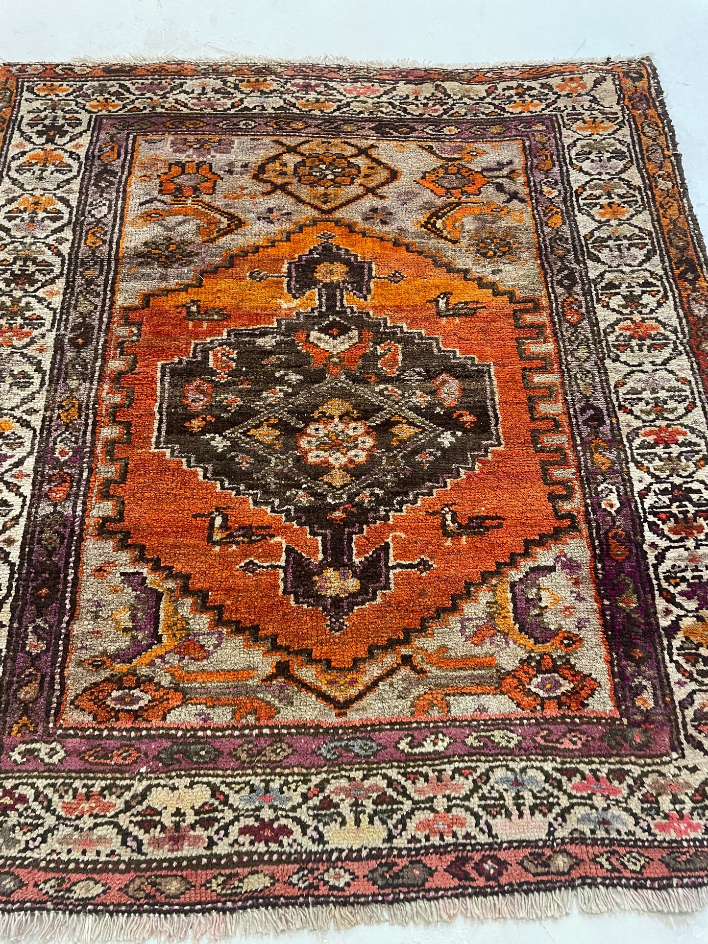 Hand-Knotted Wool Rug Kurdish 3'10" x 4'2"