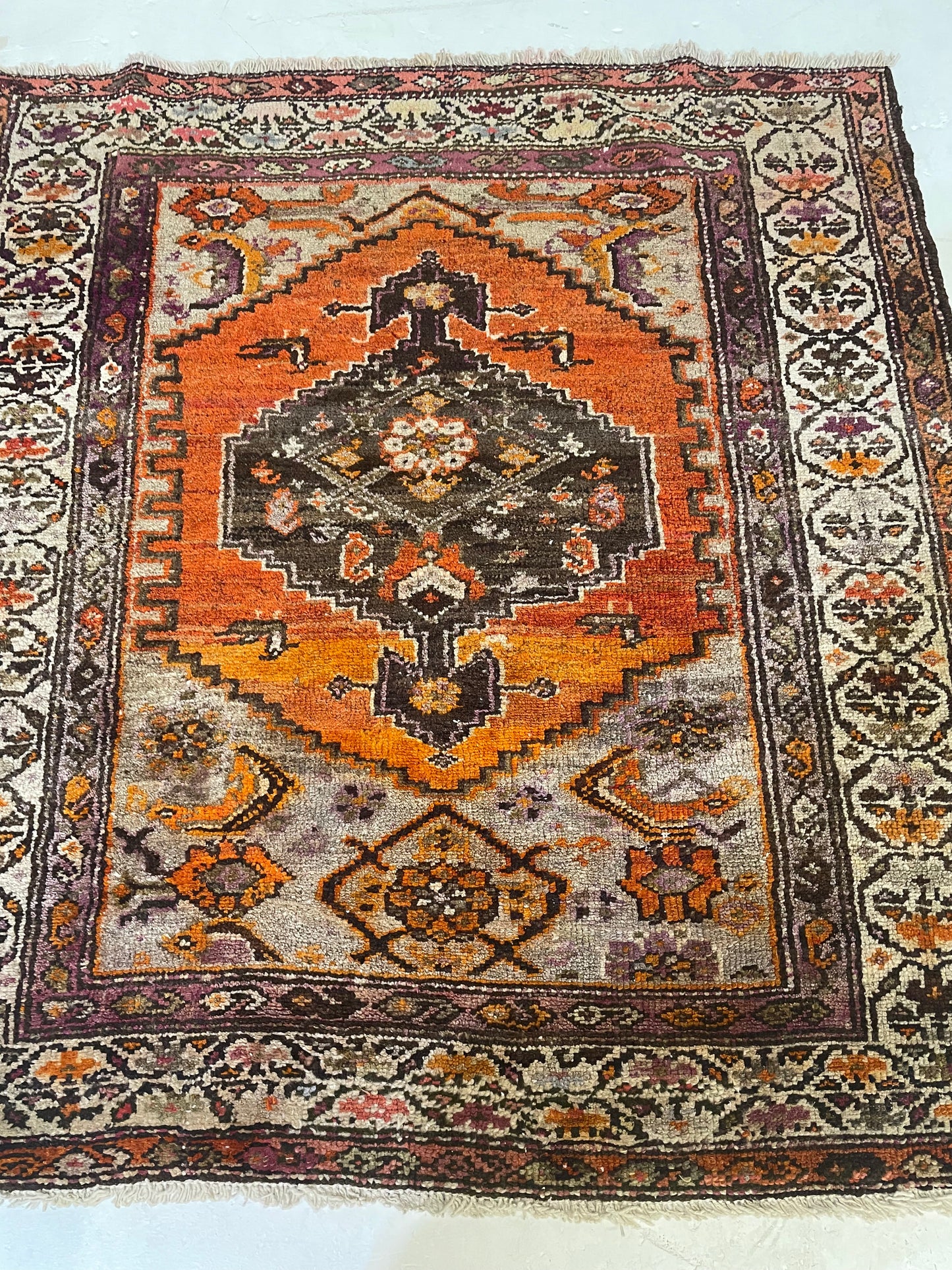 Hand-Knotted Wool Rug Kurdish 3'10" x 4'2"