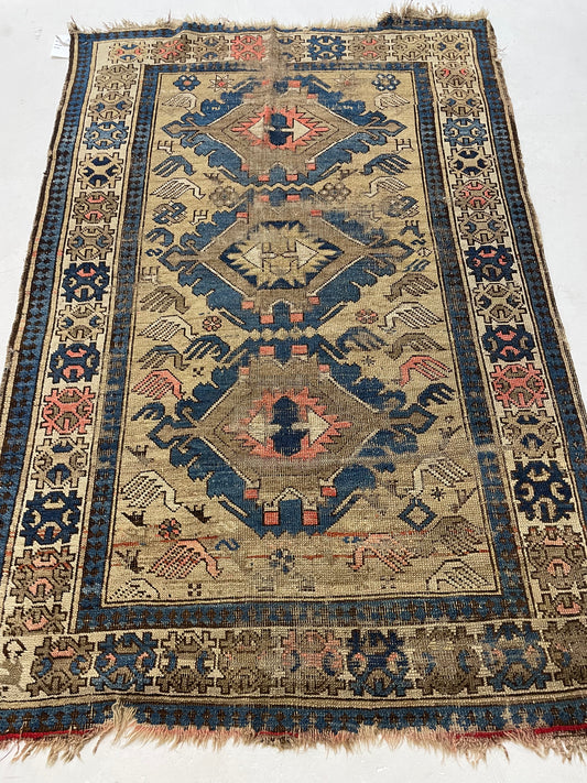 Hand-Knotted Wool Rug Armenian Shirvan 3'3" x 5'1"