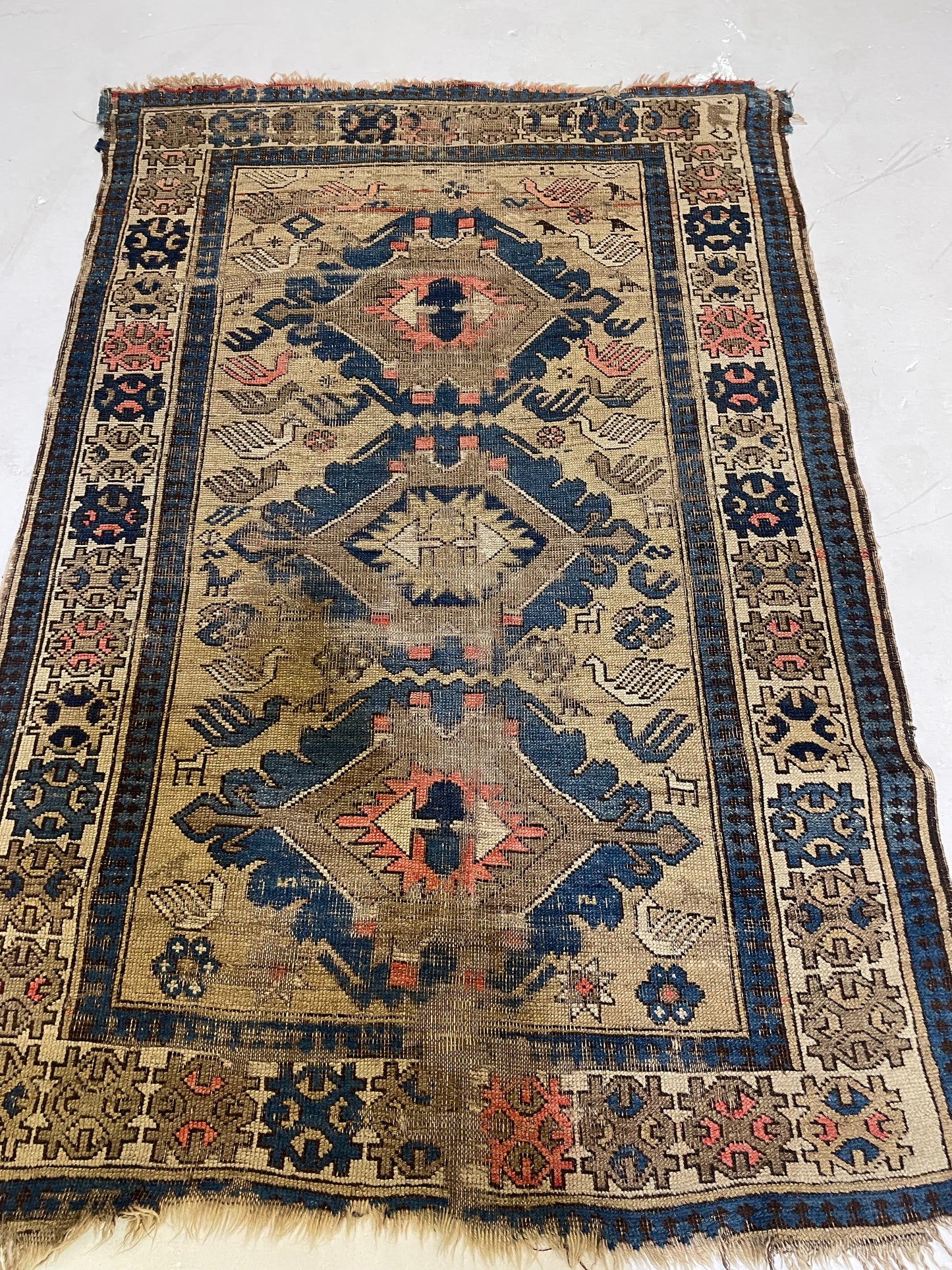 Hand-Knotted Wool Rug Armenian Shirvan 3'3" x 5'1"