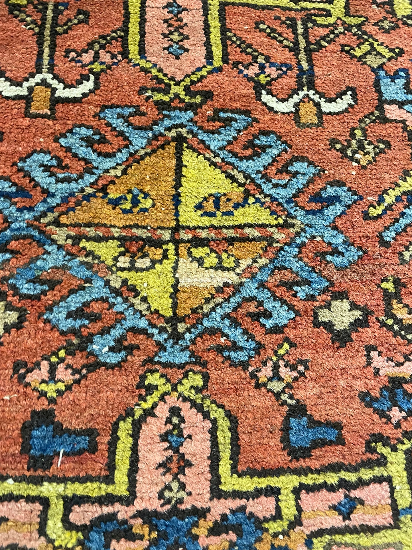 Hand-Knotted Wool Rug Karajeh Heriz 3'2" x 4'5"