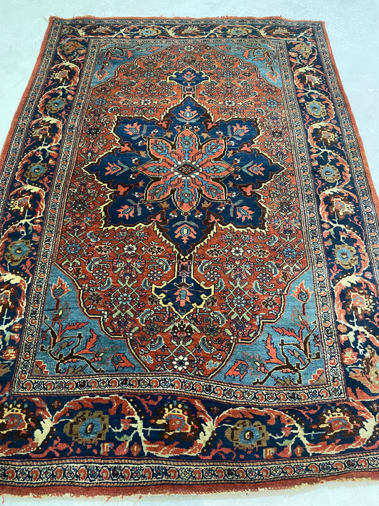 Hand-Knotted Wool Rug Bijar Halvai 4'9" x 6'11"
