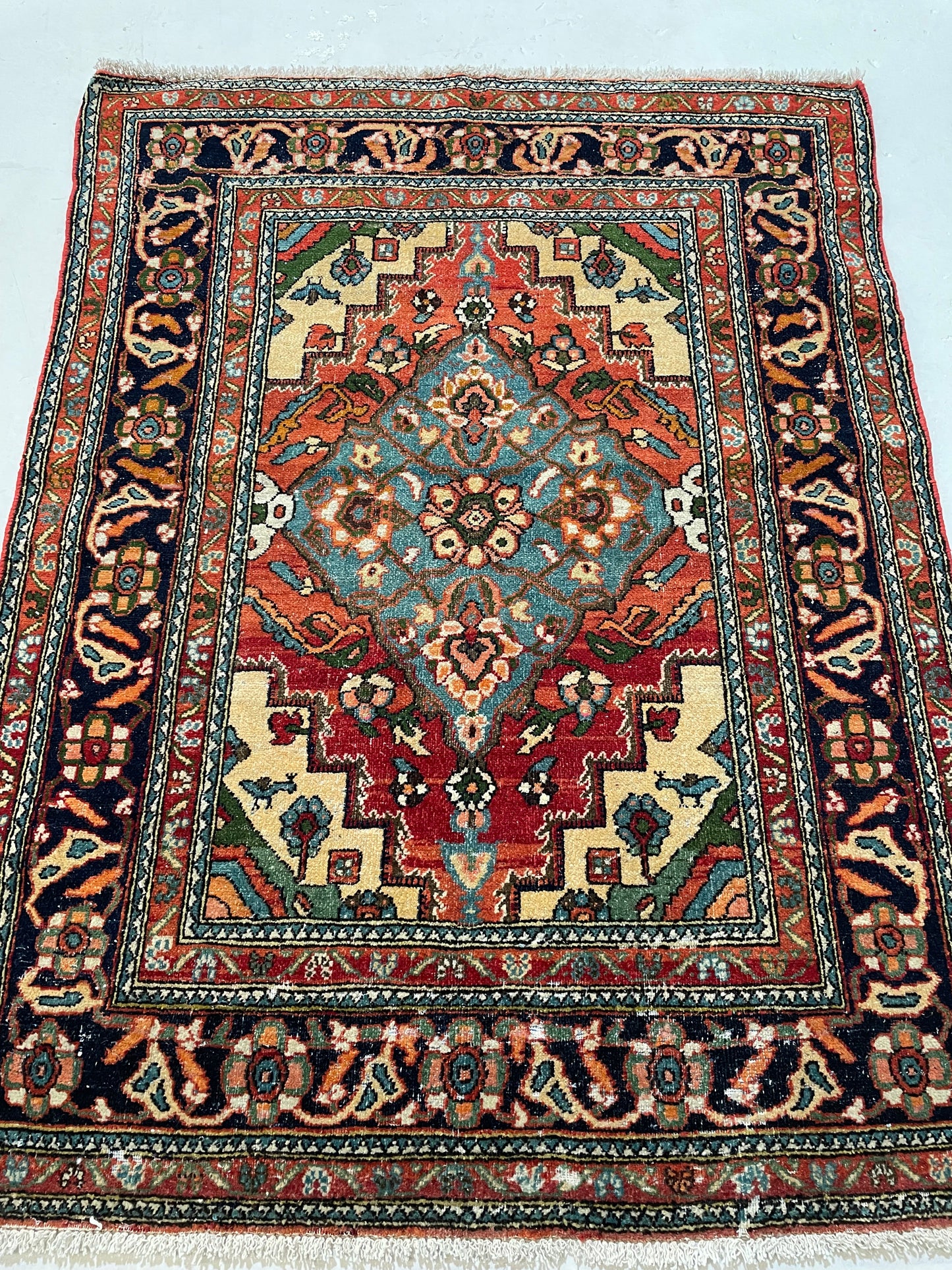 Hand-Knotted Wool Rug Bijar 3'9" x 4'