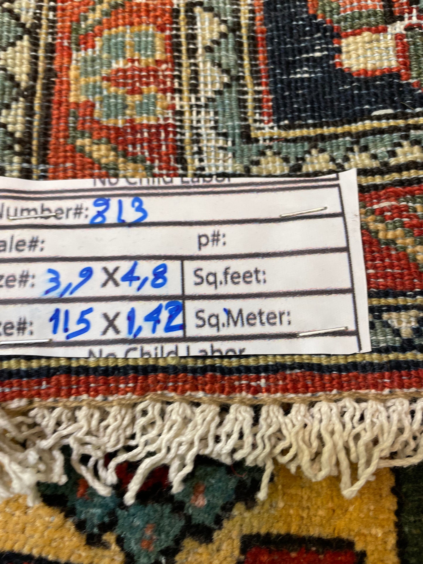Hand-Knotted Wool Rug Bijar 3'9" x 4'