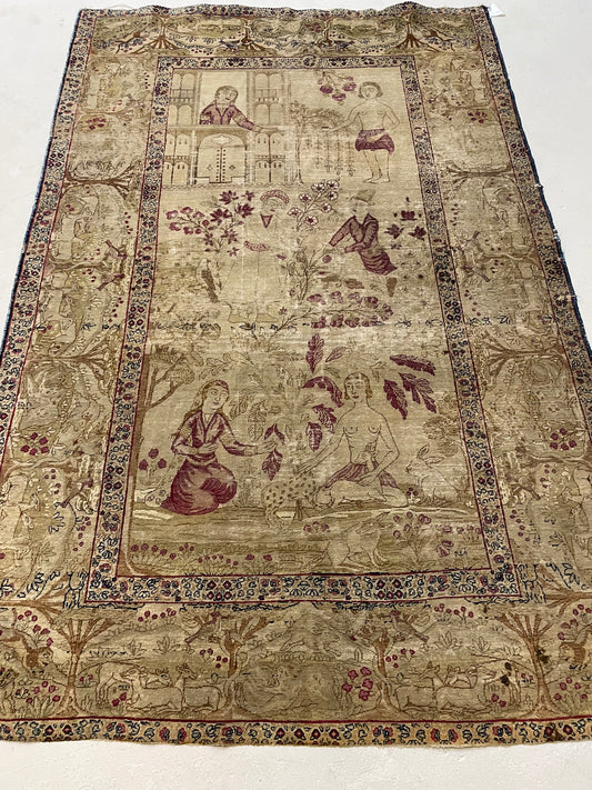 Hand-Knotted Wool Rug Kerman Rahvar 4'5" x 6'8"