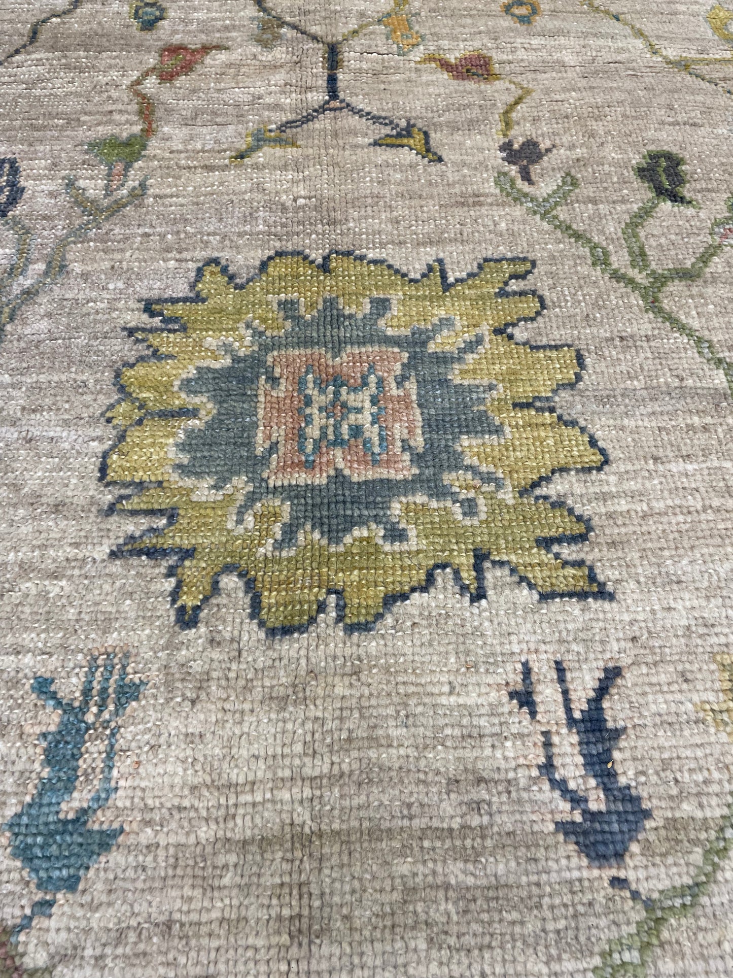 Hand-Knotted Wool Rug Turkish Oushak 12'4" x 17'3"