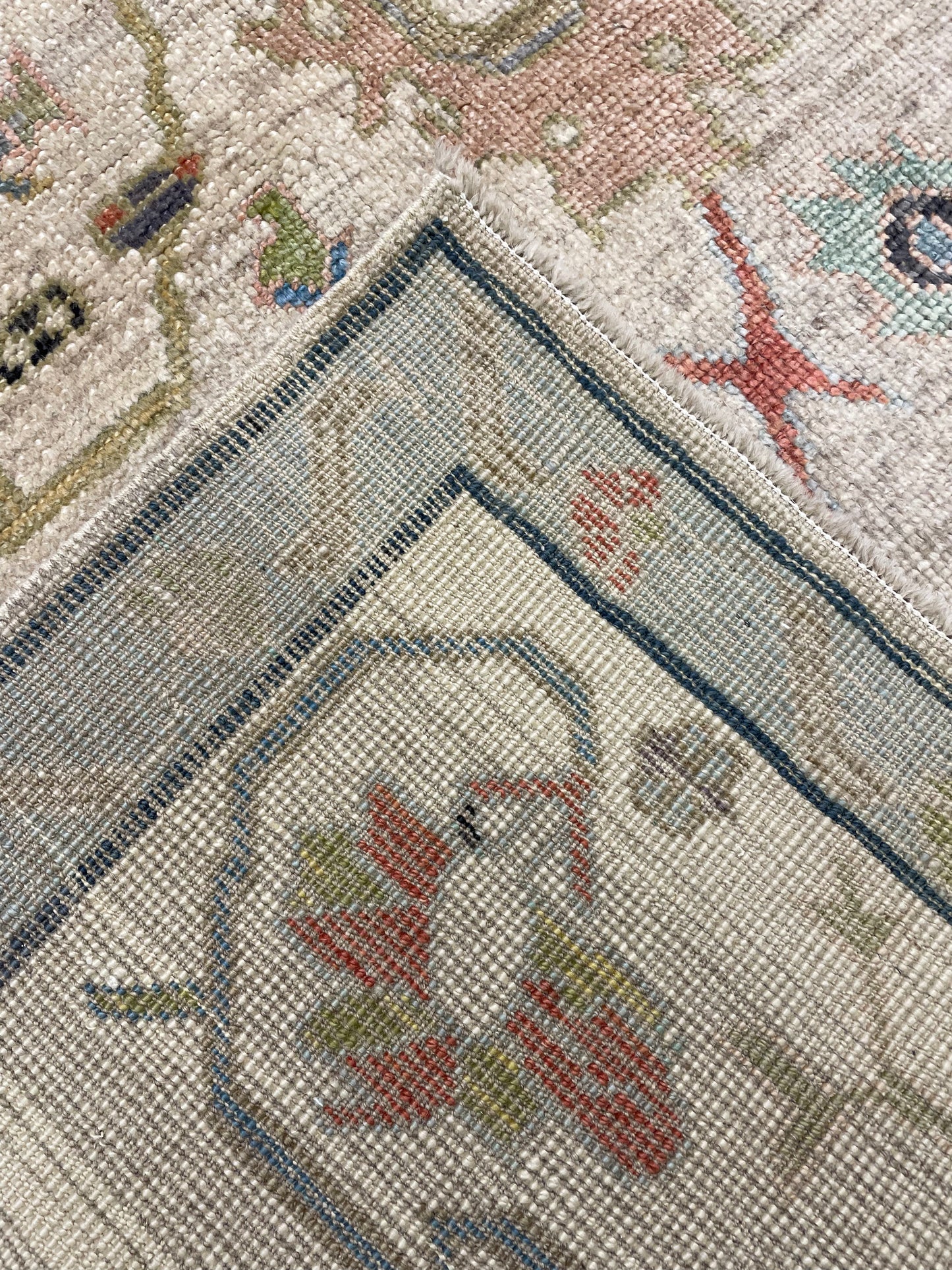 Hand-Knotted Wool Rug Turkish Oushak 12'4" x 17'3"