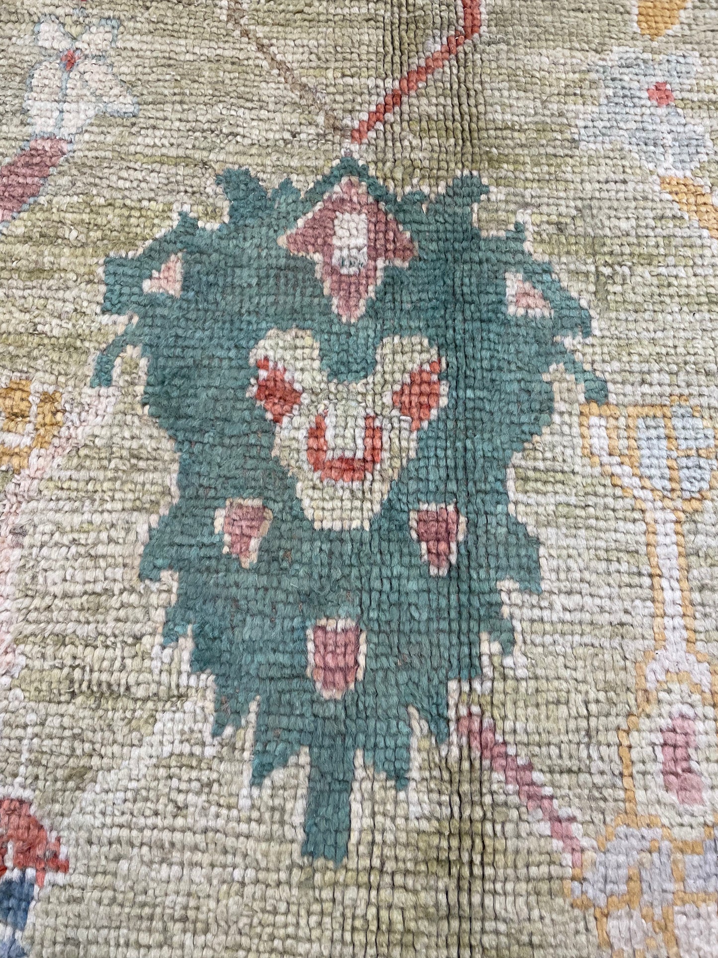 Hand-Knotted Wool Rug Turkish Oushak 12'4" x 17'4"
