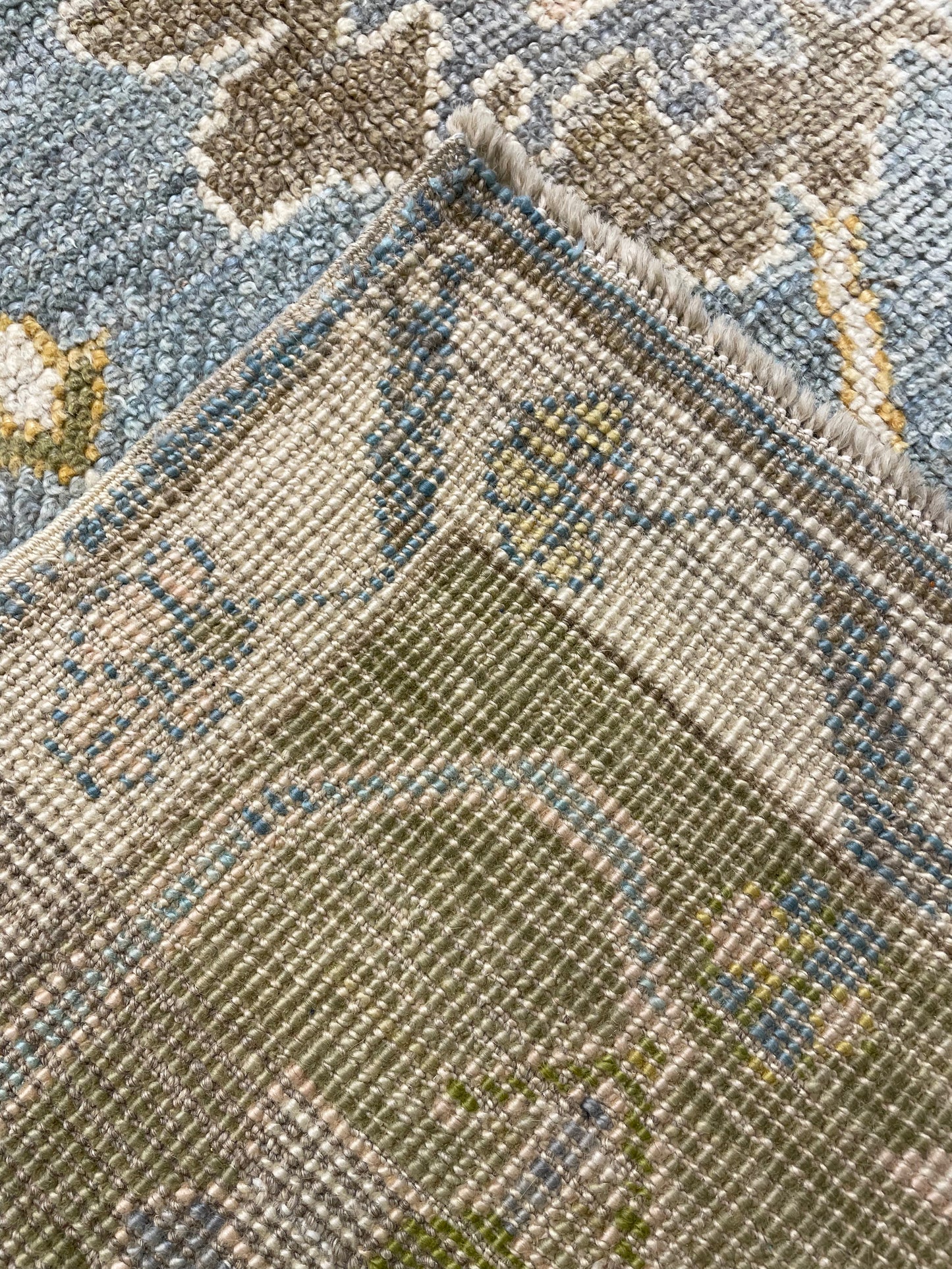 Hand-Knotted Wool Rug Turkish Oushak 12'4" x 17'7"