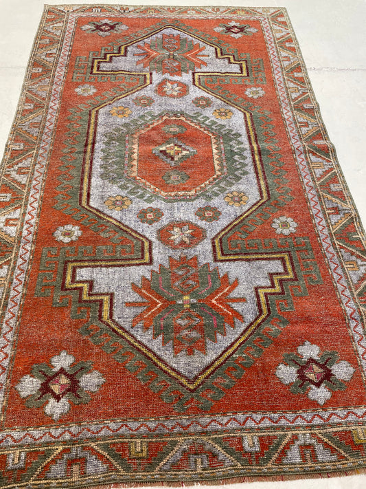 Hand-Knotted Wool Rug Turkish Oushak 4'4" x 7'6"