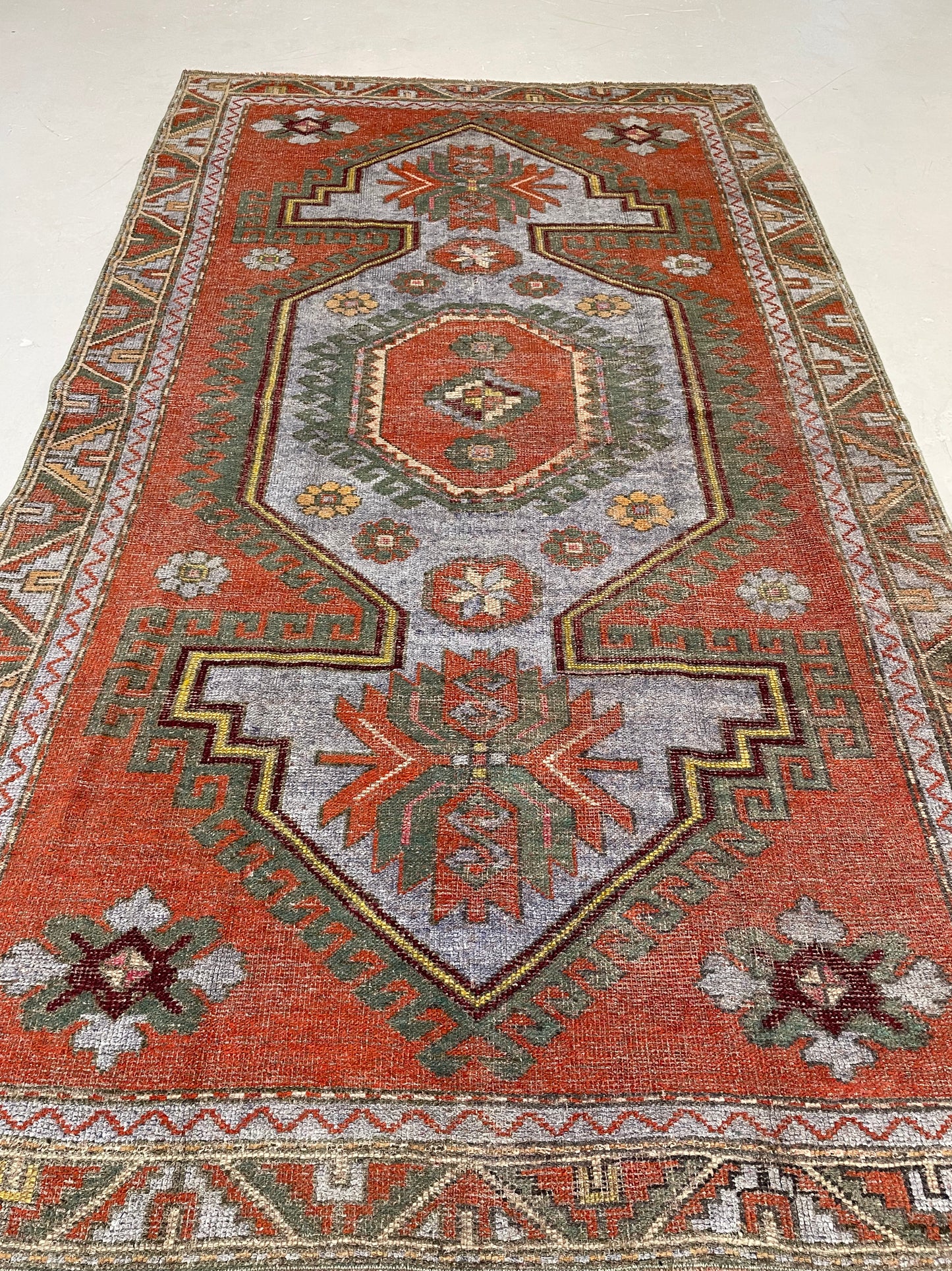 Hand-Knotted Wool Rug Turkish Oushak 4'4" x 7'6"