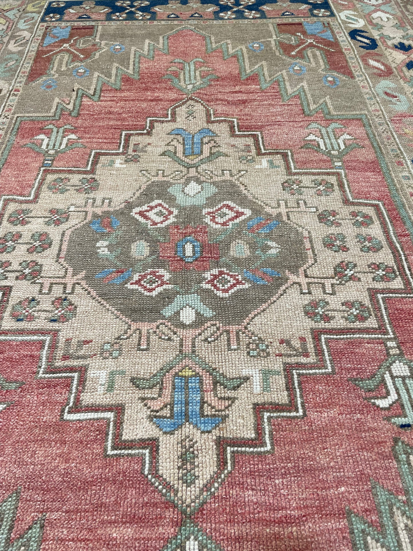 Hand-Knotted Wool Rug Turkish Oushak 4'10" x 8'2"