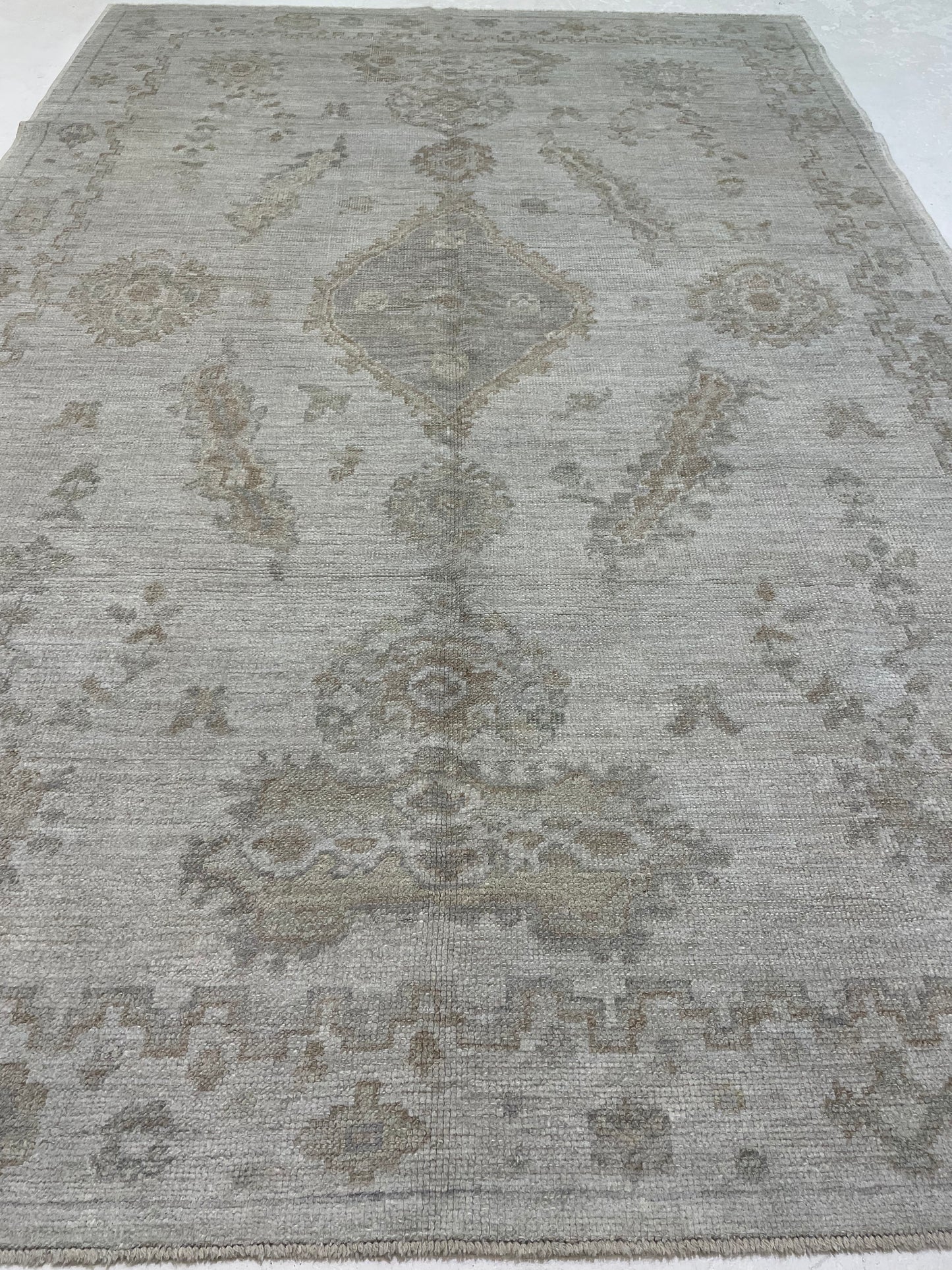 Hand-Knotted Wool Rug Turkish Oushak 6'1" x 9'3"