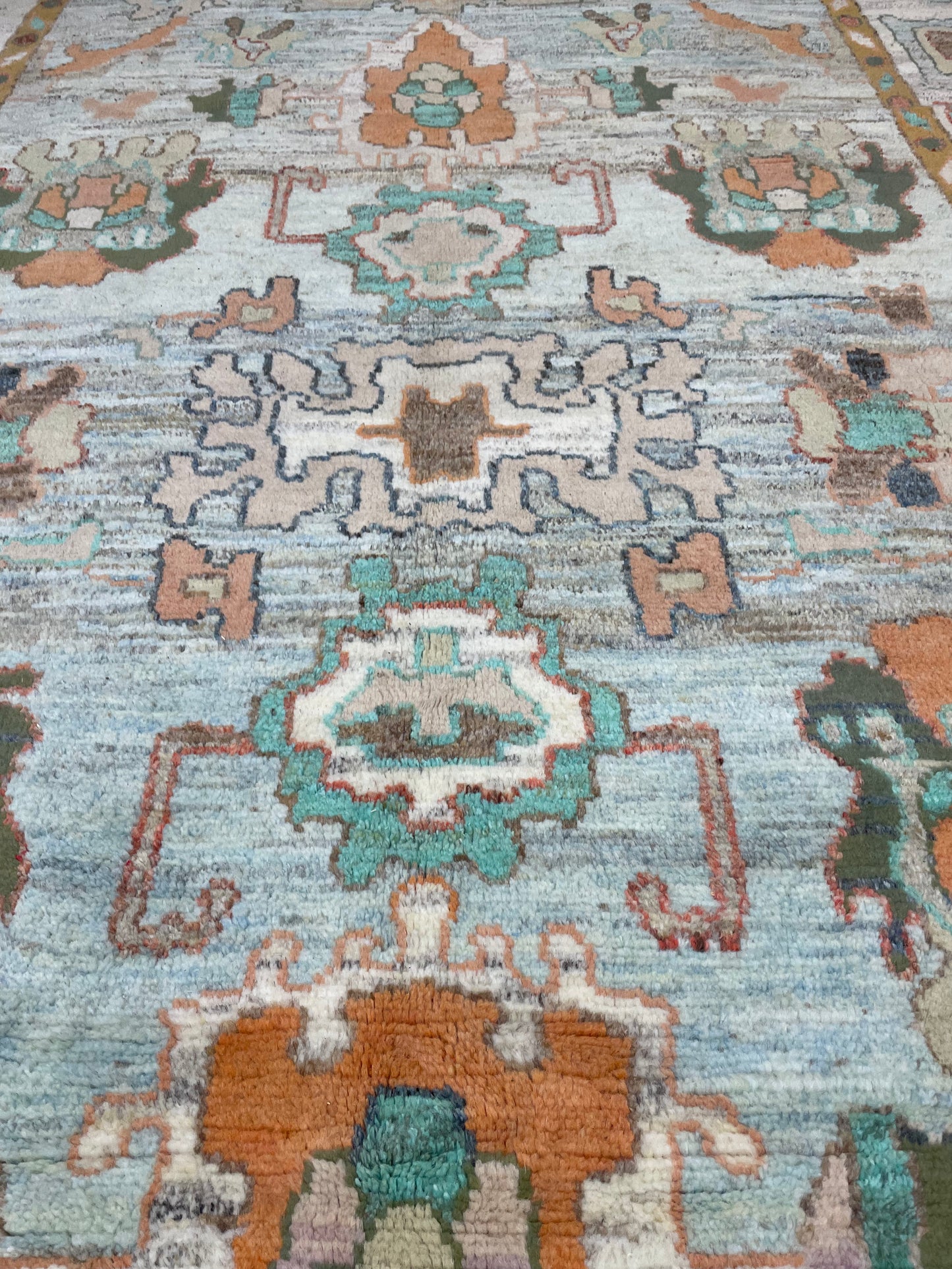 Hand-Knotted Wool Rug Turkish Oushak 6'3" x 9'6"